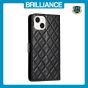 Brilliance LUX iPhone 15 Plus Flip PU Leather Wallet 3D Print Rhombus Case Black