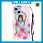 Brilliance LUX iPhone 15 Flip PU Leather Wallet 3D Print Owl design Case
