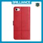 Brilliance LUX iPhone 6/7/8 Flip Book PU Leather Wallet ShockProof Cowhide Texture with Wrist Strap Case Red