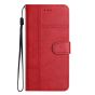 Brilliance LUX iPhone 6P/7P/8P Flip Book PU Leather Wallet ShockProof Cowhide Texture with Wrist Strap Case Red
