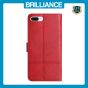 Brilliance LUX iPhone 6P/7P/8P Flip Book PU Leather Wallet ShockProof Cowhide Texture with Wrist Strap Case Red