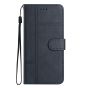 Brilliance LUX iPhone 13 Pro Max Flip Book PU Leather Wallet ShockProof Cowhide Texture with Wrist Strap Case Blue