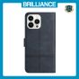 Brilliance LUX iPhone 12 Pro Max Flip Book PU Leather Wallet ShockProof Cowhide Texture with Wrist Strap Case Blue