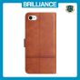 Brilliance LUX iPhone 6/7/8 Flip Book PU Leather Wallet ShockProof Cowhide Texture with Wrist Strap Case Brown