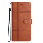 Brilliance LUX Samsung S24 Ultra Flip Book PU Leather Wallet ShockProof Cowhide Texture with Wrist Strap Case Brown