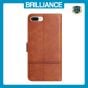 Brilliance LUX iPhone 6P/7P/8P Flip Book PU Leather Wallet ShockProof Cowhide Texture with Wrist Strap Case Brown