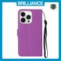 Brilliance LUX iPhone 13 Pro Max Flip PU Leather Wallet Classic Card Pockets with Wrist Strap Case Purple