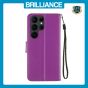 Brilliance LUX Samsung S24 Ultra Flip PU Leather Wallet Classic Card Pockets with Wrist Strap Case Purple