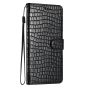 Brilliance LUX iPhone 6/7/8 Flip PU Leather Wallet Crocodile Print Card Pockets with Wrist Strap Case Black
