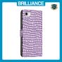 Brilliance LUX iPhone 6/7/8 Flip PU Leather Wallet Crocodile Print Card Pockets with Wrist Strap Case Purple