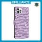 Brilliance LUX iPhone 12 Pro Max Flip PU Leather Wallet Crocodile Print Card Pockets with Wrist Strap Case Purple