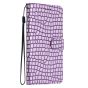 Brilliance LUX iPhone 13 Pro Max Flip PU Leather Wallet Crocodile Print Card Pockets with Wrist Strap Case Purple