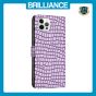 Brilliance LUX iPhone 15 Pro Max Flip PU Leather Wallet Crocodile Print Card Pockets with Wrist Strap Case Purple