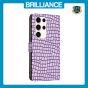 Brilliance LUX Samsung S24 Ultra Flip PU Leather Wallet Crocodile Print Card Pockets with Wrist Strap Case Purple