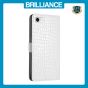 Brilliance LUX iPhone 6/7/8 Flip PU Leather Wallet Crocodile Print Card Pockets with Wrist Strap Case White