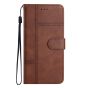 Brilliance LUX iPhone 11 Pro Max Flip PU Leather Wallet ShockProof Imprinted Cowhide Texture with Wrist Strap Case Dark Brown