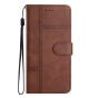 Brilliance LUX Samsung S24 Ultra Flip PU Leather Wallet ShockProof Imprinted Cowhide Texture with Wrist Strap Case Dark Brown