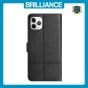 Brilliance LUX iPhone 11 Pro Flip PU Leather Wallet ShockProof Imprinted Cowhide Texture with Wrist Strap Case Black