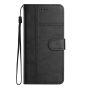 Brilliance LUX iPhone 15 Pro Max Flip PU Leather Wallet ShockProof Imprinted Cowhide Texture with Wrist Strap Case Black