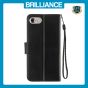 Brilliance LUX iPhone 6/7/8 Flip PU Leather Wallet Classic Card Pockets with Wrist Strap Case Black