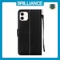 Brilliance LUX iPhone 11 Flip PU Leather Wallet Classic Card Pockets with Wrist Strap Case Black