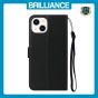 Brilliance LUX iPhone 14 Plus Flip PU Leather Wallet Classic Card Pockets with Wrist Strap Case Black