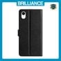 Brilliance LUX iPhone XR Flip PU Leather Wallet Silk Print Card Pockets with Wrist Strap Case Black