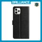 Brilliance LUX iPhone 11 Pro Flip PU Leather Wallet Silk Print Card Pockets with Wrist Strap Case Black