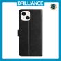 Brilliance LUX iPhone 13 Flip PU Leather Wallet Silk Print Card Pockets with Wrist Strap Case Black