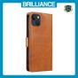 Brilliance LUX iPhone 13 Book Flip Soft PU Leather Wallet with Card Pockets Case Light Brown