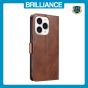 Brilliance LUX iPhone 13 Pro Book Flip Soft PU Leather Wallet with Card Pockets Case Light Brown