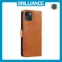 Brilliance LUX iPhone 15 Book Flip Soft PU Leather Wallet with Card Pockets Case Light Brown