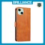 Brilliance LUX iPhone 15 Plus Book Flip Soft PU Leather Wallet with Card Pockets Case Light Brown