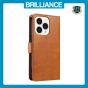 Brilliance LUX iPhone 15 Pro Book Flip Soft PU Leather Wallet with Card Pockets Case Light Brown