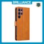 Brilliance LUX Samsung S23 Ultra Book Flip Soft PU Leather Wallet with Card Pockets Case Light Brown