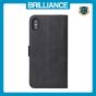 Brilliance LUX iPhone XS Max Book Flip Soft PU Leather Wallet with Card Pockets Case Black