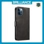 Brilliance LUX iPhone 12 Pro Book Flip Soft PU Leather Wallet with Card Pockets Case Black