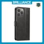 Brilliance LUX iPhone 14 Pro Max Book Flip Soft PU Leather Wallet with Card Pockets Case Black