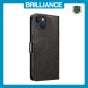 Brilliance LUX iPhone 15 Book Flip Soft PU Leather Wallet with Card Pockets Case Black