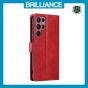 Brilliance LUX Samsung S23 Ultra Book Flip Soft PU Leather Wallet with Card Pockets Case Red