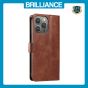 Brilliance LUX iPhone 13 Pro Max Book Flip Soft PU Leather Wallet with Card Pockets Case Brown