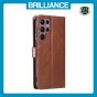 Brilliance LUX Samsung S23 Ultra Book Flip Soft PU Leather Wallet with Card Pockets Case Brown