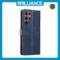 Brilliance LUX Samsung S23 Ultra Book Flip Soft PU Leather Wallet with Card Pockets Case Blue