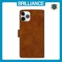 Brilliance LUX iPhone 15 Pro Max Flip Premium PU Leather Wallet Business Style with Card Pockets Case Brown