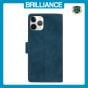Brilliance LUX iPhone 15 Pro Max Flip Premium PU Leather Wallet Business Style with Card Pockets Case Blue