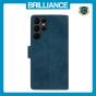 Brilliance LUX Samsung S23 Ultra Flip Premium PU Leather Wallet Business Style with Card Pockets Case Blue