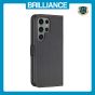 Brilliance LUX Samsung S24 Ultra Flip Book PU Leather Wallet Holder & Stand with Card Pockets Case Black