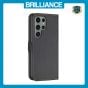 Brilliance LUX Samsung S23 Ultra Flip Book PU Leather Wallet  Holder & Stand with Card Pockets Case Black