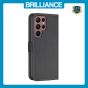 Brilliance LUX Samsung S22 Ultra Flip Book PU Leather Wallet Holder & Stand with Card Pockets Case Black