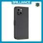 Brilliance LUX iPhone 14/13 Flip Book PU Leather Wallet Holder & Stand with Card Pockets Case Black